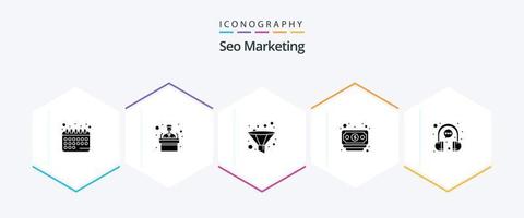 seo marketing paquete de iconos de 25 glifos que incluye representante. cliente. filtrar. chat. dinero vector