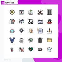 25 User Interface Filled line Flat Color Pack of modern Signs and Symbols of delete document layout content grid camp Editable Vector Design Elements