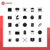 Group of 25 Solid Glyphs Signs and Symbols for gadget risk party modern business Editable Vector Design Elements