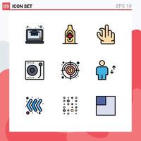 Set of 9 Modern UI Icons Symbols Signs for target aim in player media Editable Vector Design Elements