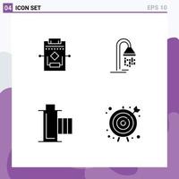 Pictogram Set of 4 Simple Solid Glyphs of workflow film settings service multimedia Editable Vector Design Elements