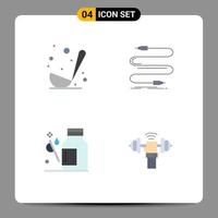 4 Thematic Vector Flat Icons and Editable Symbols of cooking drops ladle cord healthcare Editable Vector Design Elements