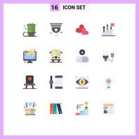 conjunto de 16 iconos de interfaz de usuario modernos símbolos signos para el logro de iot de negocios de marketing ama paquete editable de elementos de diseño de vectores creativos