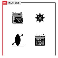 4 Thematic Vector Solid Glyphs and Editable Symbols of browser address online beach url Editable Vector Design Elements