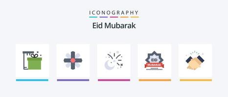 Eid Mubarak Flat 5 Icon Pack Including star. mubarak. geography. eid. decoration. Creative Icons Design vector