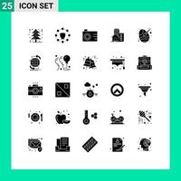 Pack of 25 Modern Solid Glyphs Signs and Symbols for Web Print Media such as color office camera appartment estate Editable Vector Design Elements