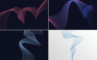 Create a modern look with this set of 4 vector wave backgrounds