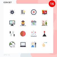 16 Universal Flat Color Signs Symbols of monitor monitor computing laptop chat Editable Pack of Creative Vector Design Elements