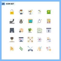 Mobile Interface Flat Color Set of 25 Pictograms of hat secure direction gdpr eu Editable Vector Design Elements