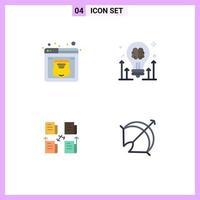Set of 4 Vector Flat Icons on Grid for hosting exchange web bulb folder Editable Vector Design Elements