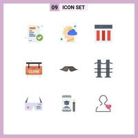 Universal Icon Symbols Group of 9 Modern Flat Colors of hipster close columns board user Editable Vector Design Elements