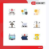 Universal Icon Symbols Group of 9 Modern Flat Colors of yard grave dollor bats dollar Editable Vector Design Elements