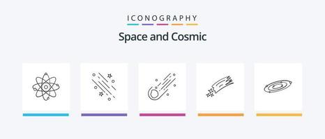 paquete de iconos de la línea espacial 5 que incluye Marte. OVNI. astronomía. espacio. espacio. diseño de iconos creativos vector