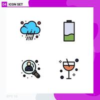 4 Universal Filledline Flat Colors Set for Web and Mobile Applications journalist business weather electricity user Editable Vector Design Elements