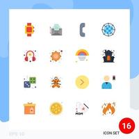 16 Thematic Vector Flat Colors and Editable Symbols of learning e learning call technology internet Editable Pack of Creative Vector Design Elements