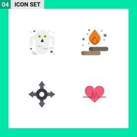 Pictogram Set of 4 Simple Flat Icons of ghost ecg scary water heartbeat Editable Vector Design Elements