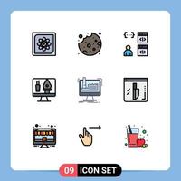 Set of 9 Modern UI Icons Symbols Signs for digital crop app editing development Editable Vector Design Elements