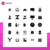 Modern Set of 25 Solid Glyphs and symbols such as fund sms construction message envelope Editable Vector Design Elements