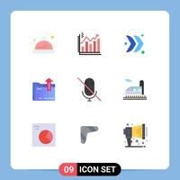 Flat Color Pack of 9 Universal Symbols of microphone storage arrow file folder Editable Vector Design Elements