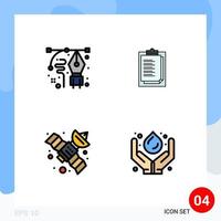 4 User Interface Filledline Flat Color Pack of modern Signs and Symbols of art gps pen report card space Editable Vector Design Elements