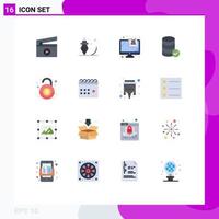 User Interface Pack of 16 Basic Flat Colors of financial web computer service hosting Editable Pack of Creative Vector Design Elements