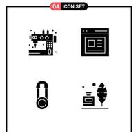 4 Creative Icons Modern Signs and Symbols of handcraft baby sewing content pins Editable Vector Design Elements