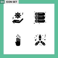 Modern Set of 4 Solid Glyphs Pictograph of setting four brain offset arrow Editable Vector Design Elements