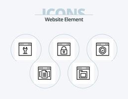 Website Element Line Icon Pack 5 Icon Design. page. browser. browser. alert. web vector