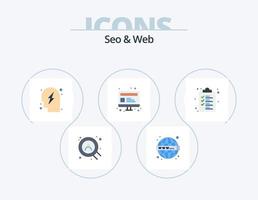 seo y web flat icon pack 5 diseño de iconos. portapapeles. web. planificación. página web. posicionamiento web vector