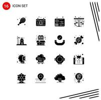 Set of 16 Modern UI Icons Symbols Signs for healthcare playland audio play kindergarten Editable Vector Design Elements