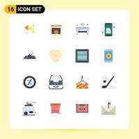 Pictogram Set of 16 Simple Flat Colors of sheets data video wifi internet of things Editable Pack of Creative Vector Design Elements
