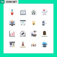 Group of 16 Modern Flat Colors Set for form disease social bed robot Editable Pack of Creative Vector Design Elements