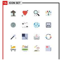 16 Universal Flat Colors Set for Web and Mobile Applications help lights magnifier decoration bulb Editable Pack of Creative Vector Design Elements