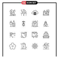 16 Outline concept for Websites Mobile and Apps setting laptop science lab configure data Editable Vector Design Elements