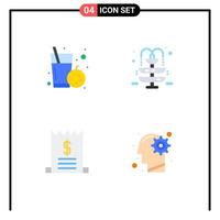 Stock Vector Icon Pack of 4 Line Signs and Symbols for fruit ecommerce health park head Editable Vector Design Elements