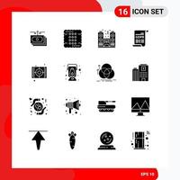 Set of 16 Modern UI Icons Symbols Signs for general data protection form food consent party Editable Vector Design Elements