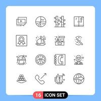Set of 16 Modern UI Icons Symbols Signs for badge plumbing skin plumber nature Editable Vector Design Elements