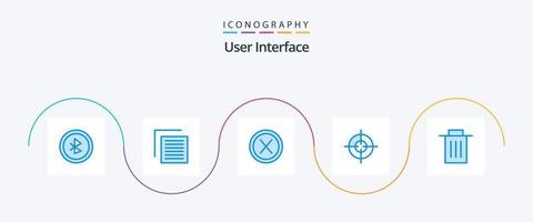 interfaz de usuario azul 5 paquete de iconos que incluye papelera. Eliminar. cruzar. interfaz. objetivo vector