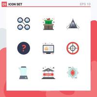 Pictogram Set of 9 Simple Flat Colors of control adjustment camp creative help Editable Vector Design Elements