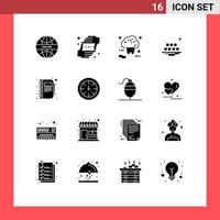 Set of 16 Modern UI Icons Symbols Signs for meal iftar shot food shop Editable Vector Design Elements