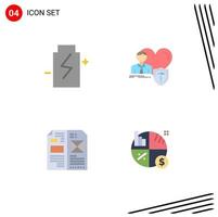 4 iconos planos vectoriales temáticos y símbolos editables del diseño de la familia de energía del corazón de la batería elementos de diseño vectorial editables vector