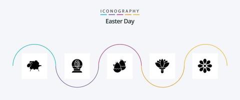 Easter Glyph 5 Icon Pack Including decoration. spring. egg. rose. flower vector