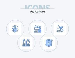 paquete de iconos azules de agricultura 5 diseño de iconos. cultivo. almacén. agricultura. granero. producción vector