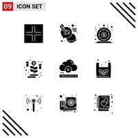 Modern Set of 9 Solid Glyphs and symbols such as file plant instant startup grow Editable Vector Design Elements