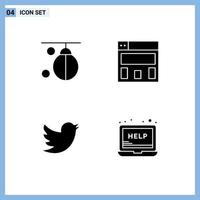 4 Creative Icons Modern Signs and Symbols of bag twitter punching layout laptop Editable Vector Design Elements