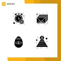 4 Solid Glyph concept for Websites Mobile and Apps counter bird timer mail easter Editable Vector Design Elements