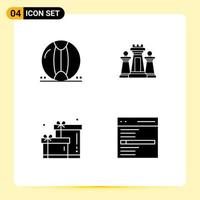 Pack of 4 Modern Solid Glyphs Signs and Symbols for Web Print Media such as ball technology sea computer box Editable Vector Design Elements