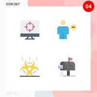 4 Creative Icons Modern Signs and Symbols of business biohazard targeting delete danger Editable Vector Design Elements