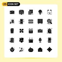 Set of 25 Modern UI Icons Symbols Signs for computer cream file ice dessert Editable Vector Design Elements