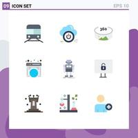 Modern Set of 9 Flat Colors Pictograph of machine website cloud internet global Editable Vector Design Elements